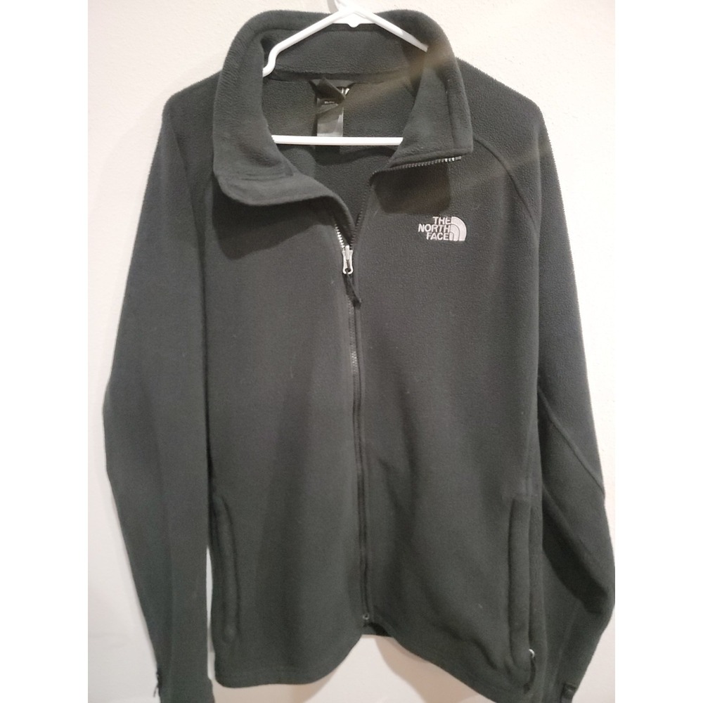 The North Face TNF Full Zip Fleece Jacket Men's Size XL Black Polyester‎ Vintage